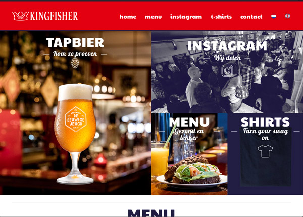 Website voor Kingfisher Café van Sander de Groot Motion en Webdesign