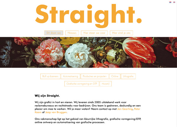 Website voor Straight van Sander de Groot Motion en Webdesign