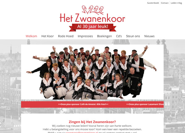 Website voor Het Zwanenkoor van Sander de Groot Motion en Webdesign